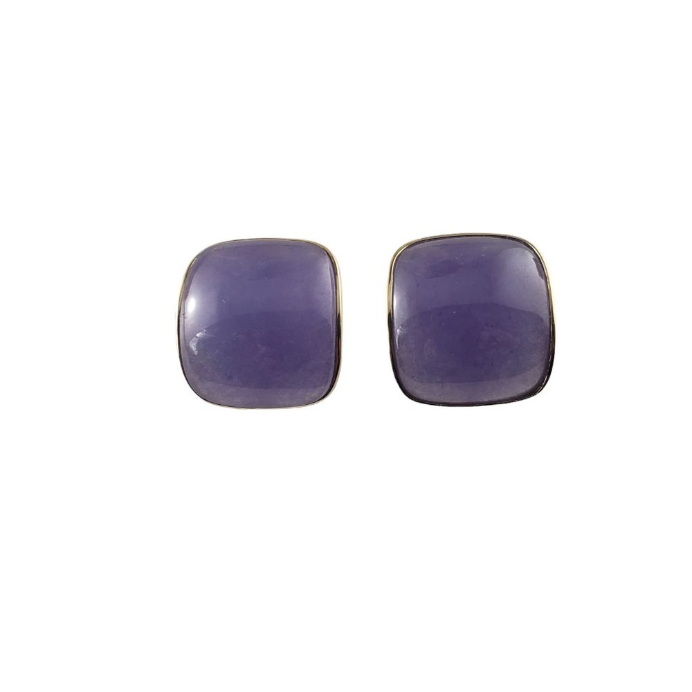 Vintage 14 Karat Yellow Gold and Purple Jade Earrings #14111